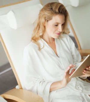 Picture of beautiful woman relaxing in spa center