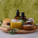 Reusable skincare accessorize. Zero waste sustainable lifestyle concept